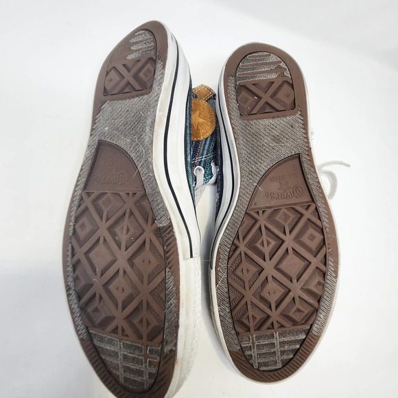 Converse All Star High Top Peacock Acor Striped Sneakers Mens 9 Womens 11 Teal - Picture 10 of 10